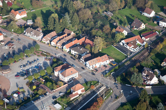 Soultz-sous-Forêts in the state Bas-Rhin, France from the plane
