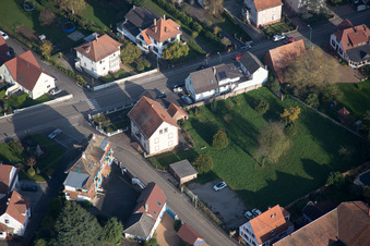 Bird's eye view of Soultz-sous-Forêts in the state Bas-Rhin, France