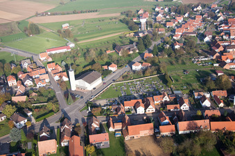 Oblique view of Rittershoffen in the state Bas-Rhin, France