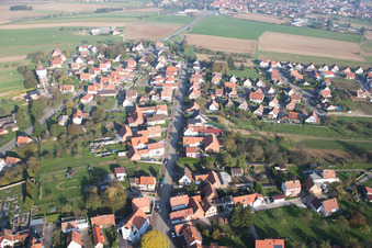 Rittershoffen in the state Bas-Rhin, France from above