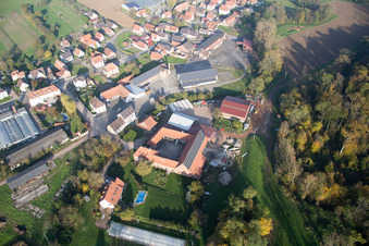 Bird's eye view of Niederrœdern in the state Bas-Rhin, France