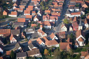 Aerial view of Niederrœdern in the state Bas-Rhin, France