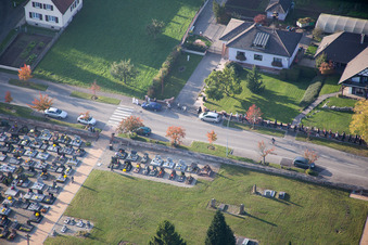 Bird's eye view of Niederrœdern in the state Bas-Rhin, France