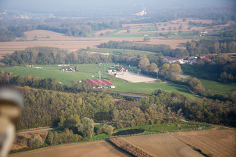 Aerial view of Neewiller-près-Lauterbourg in the state Bas-Rhin, France
