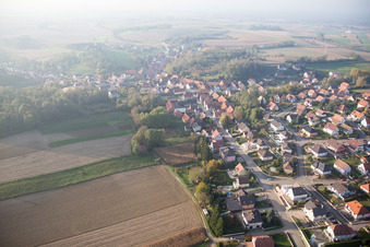 Neewiller-près-Lauterbourg in the state Bas-Rhin, France from above