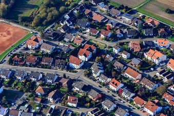 Aerial view of Drachenfelsstr in Hagenbach in the state Rhineland-Palatinate, Germany