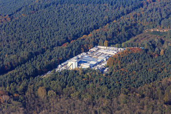 Aerial view of Sand-lime stone works Schencking GmbH & Co. KG, Bienwald plant in the district Büchelberg in Wörth am Rhein in the state Rhineland-Palatinate, Germany