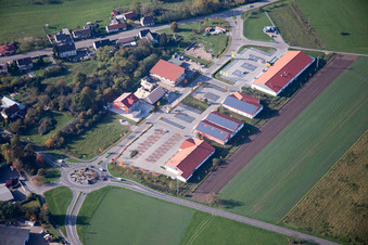 Aerial view of Shopping center in the district Neulauterburg in Berg in the state Rhineland-Palatinate, Germany