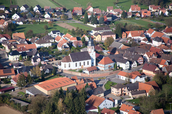 Aerial photograpy of Niederlauterbach in the state Bas-Rhin, France