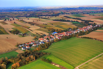 Aerial photograpy of Street village from the southwest in Vollmersweiler in the state Rhineland-Palatinate, Germany