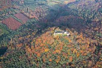 Ruins and vestiges of the former castle and fortress Lindelbrunn in Vorderweidenthal in the state Rhineland-Palatinate
