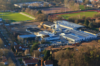 Quartier Lanzet from the east with Hagebau Kompakt - Gillet Baustoffe GmbH in Herxheim bei Landau in the state Rhineland-Palatinate, Germany