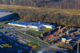 Horst Industrial Estate, Alfa Aesar GmbH in the district Minderslachen in Kandel in the state Rhineland-Palatinate, Germany from the plane