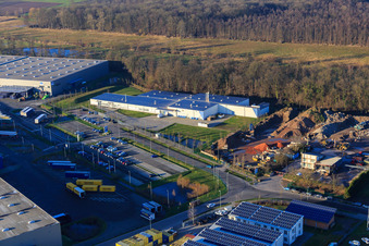 Bird's eye view of Horst Industrial Estate, Alfa Aesar GmbH in the district Minderslachen in Kandel in the state Rhineland-Palatinate, Germany