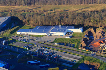 Horst Industrial Estate, Alfa Aesar GmbH in the district Minderslachen in Kandel in the state Rhineland-Palatinate, Germany from the drone perspective