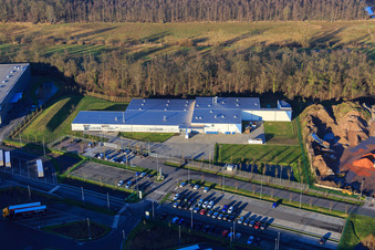 Horst Industrial Estate, Alfa Aesar GmbH in the district Minderslachen in Kandel in the state Rhineland-Palatinate, Germany from a drone
