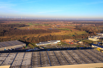 Horst Industrial Estate, Alfa Aesar GmbH in the district Minderslachen in Kandel in the state Rhineland-Palatinate, Germany out of the air