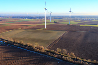 Minfeld wind farm in Minfeld in the state Rhineland-Palatinate, Germany out of the air