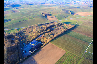 Aerial view of Recycling center of the Southern Wine Route recycling center in the district Ingenheim in Billigheim-Ingenheim in the state Rhineland-Palatinate, Germany
