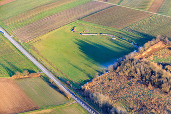 B38 and meadow at the recycling center of the Southern Wine Route Recycling Center in the district Ingenheim in Billigheim-Ingenheim in the state Rhineland-Palatinate, Germany