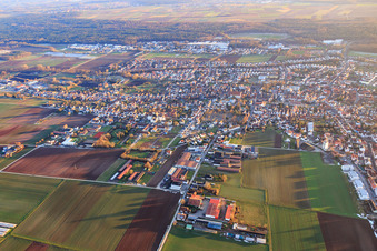 City view from the north in Herxheim bei Landau in the state Rhineland-Palatinate, Germany