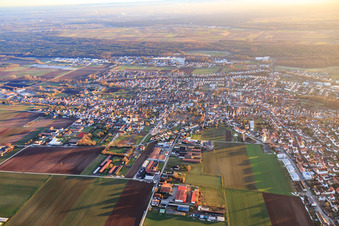 Aerial view of City view from the north in Herxheim bei Landau in the state Rhineland-Palatinate, Germany