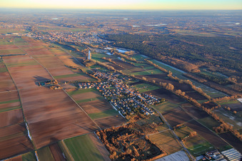 Village view in winter from the west in Herxheimweyher in the state Rhineland-Palatinate, Germany