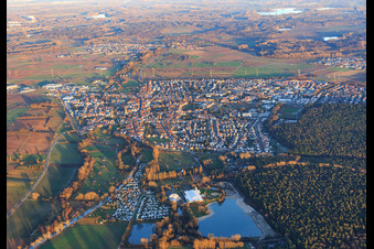 City view in winter from the west in Rülzheim in the state Rhineland-Palatinate, Germany