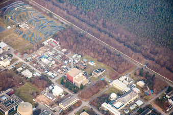 KIT North in the district Leopoldshafen in Eggenstein-Leopoldshafen in the state Baden-Wuerttemberg, Germany from above