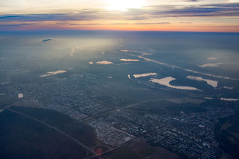 Aerial view of District Eggenstein in Eggenstein-Leopoldshafen in the state Baden-Wuerttemberg, Germany