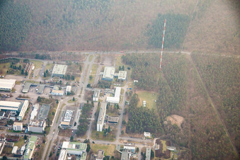 Bird's eye view of KIK Campus North in the district Leopoldshafen in Eggenstein-Leopoldshafen in the state Baden-Wuerttemberg, Germany
