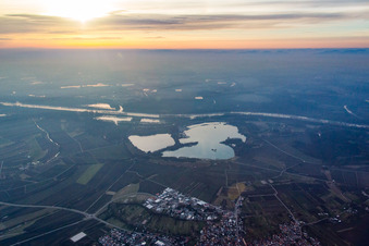 Quarry lakes on the Rhine in the district Liedolsheim in Dettenheim in the state Baden-Wuerttemberg, Germany