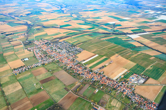 Village overview in winter from the east in Freckenfeld in the state Rhineland-Palatinate, Germany