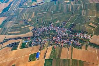 Village overview in winter from the south in Dierbach in the state Rhineland-Palatinate, Germany