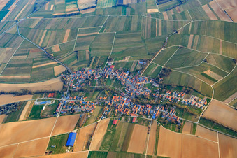 Aerial photograpy of Village overview in winter from the south in Dierbach in the state Rhineland-Palatinate, Germany