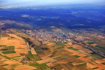 Aerial photograpy of City view in winter from the southeast in Bad Bergzabern in the state Rhineland-Palatinate, Germany