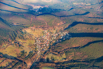 Aerial view of Birkenhördt in the state Rhineland-Palatinate, Germany
