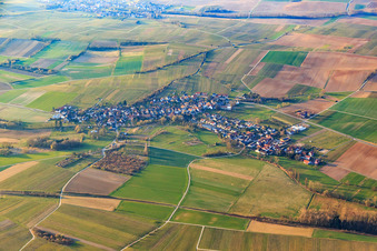 Village overview in winter from the north in Oberhausen in the state Rhineland-Palatinate, Germany