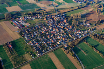 Aerial photograpy of Village overview in winter from the north in Barbelroth in the state Rhineland-Palatinate, Germany