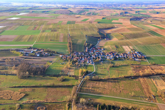 Aerial photograpy of Village overview in winter from the north in Hergersweiler in the state Rhineland-Palatinate, Germany