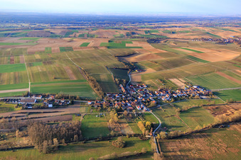 Village overview in winter from the north in Hergersweiler in the state Rhineland-Palatinate, Germany out of the air