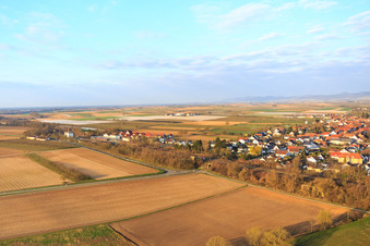 Along the railway line in winter in Winden in the state Rhineland-Palatinate, Germany out of the air