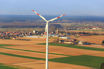Minfeld wind farm in Minfeld in the state Rhineland-Palatinate, Germany from the plane