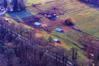 Mobeler chicken coop of the organic chicken farm of Hofladen Stoltz at the Hardtmühle in Kandel in the state Rhineland-Palatinate, Germany