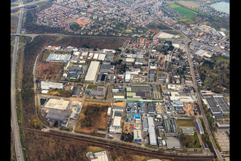 Industrial area on Landwehrstraße with IGATEC GmbH, Loeser GmbH - Niederberger Nibru and MANN+HUMMEL in Speyer in the state Rhineland-Palatinate, Germany