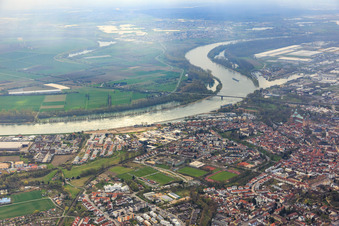 Hafenstraße on the Rhine bank from the west in Speyer in the state Rhineland-Palatinate, Germany