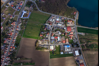 Aerial view of Commercial area in the Fahrgärten in Waldsee in the state Rhineland-Palatinate, Germany