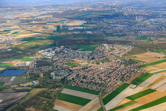 View of the town from the south in Neuhofen in the state Rhineland-Palatinate, Germany