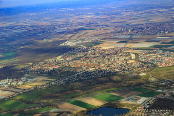 Aerial view of View from the southeast in Limburgerhof in the state Rhineland-Palatinate, Germany