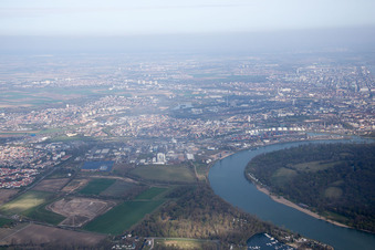Aerial view of District Süd in Ludwigshafen am Rhein in the state Rhineland-Palatinate, Germany